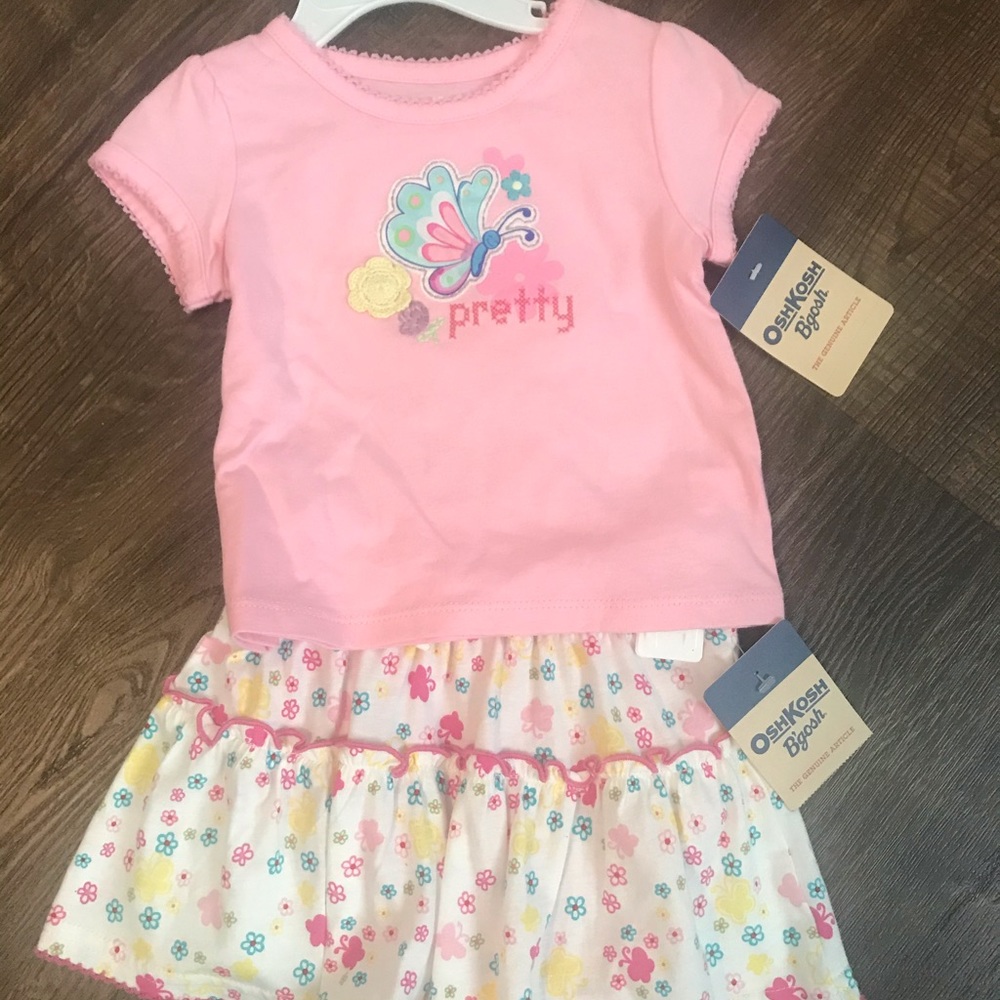girls pink size 6m OshKosh Bgosh skirt set